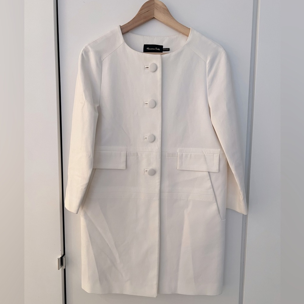 Mossimo Dutti White Button-Down Lined Spring Jack… - image 1